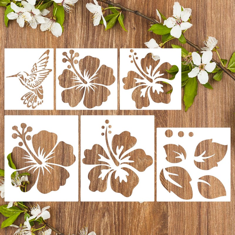 zosylley Large Flower Stencils for Wood Fence Hibiscus Stencil for Painting on Walls Furniture Fabrics DIY Decor - Image 3